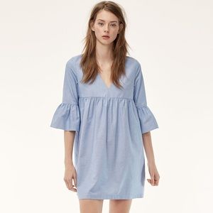 Sunday Best - Blue Oxford Bell Sleeve Dress